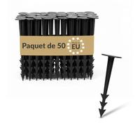 BAKOKI Lot de 50 piquets de Jardin en Tissu Anti-Mauvaises Herbes, piquets d'ancrage, piquets d'ancrage, piquets de bâche, Filets de Taupes, bâches, ancrage au Sol