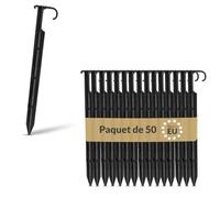 BAKOKI Lot de 50 supports de tuyau d'ancrage au sol 16-20 mm - Arrosage goutte à goutte Support de tuyau Ancrage au sol Micro Drip Fixation de tuyau Piquets pour système d'irrigation, fourche, crochet