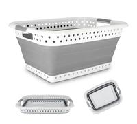 BAKOKI Panier à linge pliable de 40 l - Bac de rangement pliable et portable - Peu encombrant - Pour camping-car, pêche, lavage de voiture, maison, camping et extérieur
