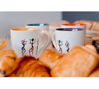 BAKOKWE - Ensemble de 4 Tasses à Café, Thé, Latte Macchiato, Cappuccino et Chocolat Chaud en Céramique 350 Millilitres - Mug Multicolor - Coffret Cadeau Femme