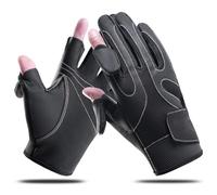 Bakovity Gants de pêche en cuir pour homme et femme à 2 doigts coupés, flexibles, parfaits pour la photographie, la pêche à la mouche, la pêche sur glace, la course à pied, l'écran tactile, les textos