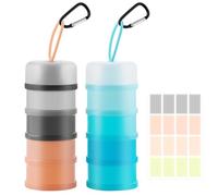 Bakpoco Lot de 2 boîtes de stockage de poudre de protéines, 4 couches, empilables, anti-fuite, portables pour voyage, fitness, entraînement