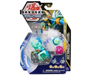 Bakugan Evolutions : Coffret Platinum Power Up Aquos Sectanoid, Figurine articulée True Metal 2 Nanogan 2 BakuCores
