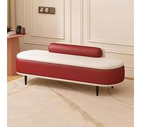 BAKULI Banc Coffre Ottoman avec Assise Rangement D'entrée Coussin Lombaire Plus Moelleuse for Tout Style Décoration Intérieure(Red+Beige,60cm)