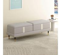 BAKULI Banc Ottoman avec Rangement, Rembourré en Tissu Technique Repose-Pieds Idéal Le Salon L'entrée Chambre Surface Lisse Solide Et Durable(Light Grey,120cm)