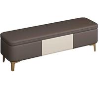 BAKULI Banc Rangement Couvercle Rabattable Bout Lit Pieds Dorés Repose Pieds Entrée Salon Tabouret avec Assise Rembourrée Long Chaussures Coffre for Jouets(Coffee Brown,100cm)