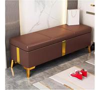 BAKULI Banc Similicuir Pouf Rangement for Chambre Coucher avec Charnière Sécurité Banc Rangement Rectangulaire Extra Long(Brown,100 * 40 * 40Cm)