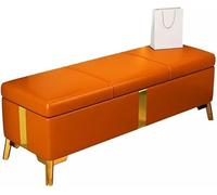 BAKULI Banc Similicuir Pouf Rangement for Chambre Coucher avec Charnière Sécurité Banc Rangement Rectangulaire Extra Long(Orange,60 * 40 * 40Cm)