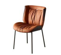 BAKULI Chaises Salle Manger Cuisine avec Coussin Cuir Super Fibre Doux Pieds Acier Carbone 2 Styles for Salon(Dark Orange+Brown,Black Legs)