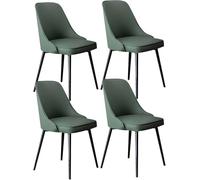 BAKULI Ensemble 4 Chaises Salle Manger Modernes for Cuisine Salon avec Assise Cuir Nappa Souple Pieds Métal(Green)