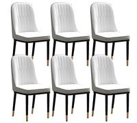 BAKULI Ensemble Chaises de Salle à Manger 6 Pouces Modernes Cuir Résistant l'eau PU Dossier Haut Rembourré avec Siège Souple Et Cuisine, Salon Pieds Métal(Beige+Gray)