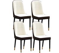 BAKULI Ensemble Chaises Salle Manger de 4, Cuisine Modernes Cuir Imperméable L'épreuve l'eau, Dossier Haut Rembourré, Salon avec Pieds Métal(Beige+Brown)