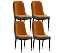 BAKULI Ensemble Chaises Salle Manger de 4, Cuisine Modernes Cuir Imperméable L'épreuve l'eau, Dossier Haut Rembourré, Salon avec Pieds Métal(Orange+Gray)
