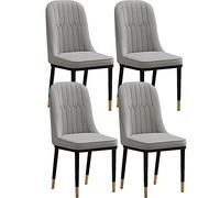 BAKULI Ensemble Chaises Salle Manger de 4, Cuisine Modernes Cuir Imperméable L'épreuve l'eau, Dossier Haut Rembourré, Salon avec Pieds Métal(Light Gray)