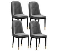BAKULI Ensemble Chaises Salle Manger de 4, Cuisine Modernes Cuir Imperméable L'épreuve l'eau, Dossier Haut Rembourré, Salon avec Pieds Métal(Dark Gray)
