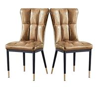BAKULI Ensemble de 2 Chaises Cuisine Manger Salon Modernes Métal D'appoint Rembourrées Cuir Mat Imperméable l'eau(Gold)