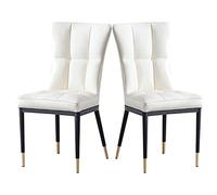 BAKULI Ensemble de 2 Chaises Cuisine Manger Salon Modernes Métal D'appoint Rembourrées Cuir Mat Imperméable l'eau(White)