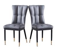 BAKULI Ensemble de 2 Chaises Cuisine Manger Salon Modernes Métal D'appoint Rembourrées Cuir Mat Imperméable l'eau(Grey)