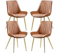 BAKULI Ensemble de 4 Chaises D'appoint Cuir PU,Chaise Cuisine Salle Manger Comptoir Salon Pieds Métal Robustes for Bureau(Coffee,Gold Leg)
