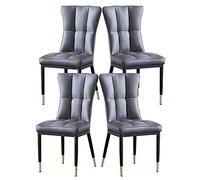 BAKULI Ensemble de 4 Chaises Salle à Manger, Salon Cuisine Modernes Pieds Métal, D'appoint Rembourrées Cuir Mat Imperméable l'eau(Grey)