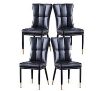 BAKULI Ensemble de 4 Chaises Salle à Manger, Salon Cuisine Modernes Pieds Métal, D'appoint Rembourrées Cuir Mat Imperméable l'eau(Negro)
