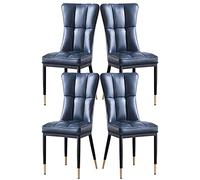 BAKULI Ensemble de 4 Chaises Salle à Manger, Salon Cuisine Modernes Pieds Métal, D'appoint Rembourrées Cuir Mat Imperméable l'eau(Blue)