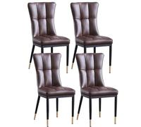 BAKULI Ensemble de 4 Chaises Salle Manger, D'appoint Rembourrées Cuir PU, Salon Modernes avec Pieds Métal Milieu Siècle for Cuisine, Chambre Coucher(Dark Brown)