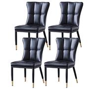BAKULI Ensemble de 4 Chaises Salle Manger Latérales Rembourrées Cuir PU Mat Salon Modernes avec Pieds Métal Milieu du Siècle(Negro)
