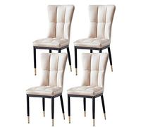 BAKULI Ensemble de 4 Chaises Salle Manger Latérales Rembourrées Cuir PU Mat Salon Modernes avec Pieds Métal Milieu du Siècle(Beige)