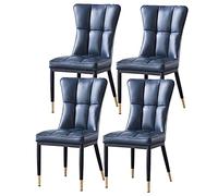 BAKULI Ensemble de 4 Chaises Salle Manger Latérales Rembourrées Cuir PU Mat Salon Modernes avec Pieds Métal Milieu du Siècle(Blue)