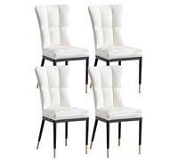 BAKULI Ensemble de 4 Chaises Salle Manger Latérales Rembourrées Cuir PU Mat Salon Modernes avec Pieds Métal Milieu du Siècle(White)
