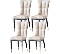 BAKULI Ensemble de 4 Chaises Salle Manger,Meubles Cuisine D'appoint Rembourrées Cuir PU Mat Salon Modernes avec Pieds Métal Milieu Siècle for Chambre Coucher(Beige)