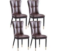 BAKULI Ensemble de 4 Chaises Salle Manger,Meubles Cuisine D'appoint Rembourrées Cuir PU Mat Salon Modernes avec Pieds Métal Milieu Siècle for Chambre Coucher(Dark Brown)