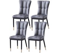 BAKULI Ensemble de 4 Chaises Salle Manger,Meubles Cuisine D'appoint Rembourrées Cuir PU Mat Salon Modernes avec Pieds Métal Milieu Siècle for Chambre Coucher(Gray)