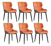 BAKULI Ensemble de 6 Chaises Salle À Manger Cuir PU Chaise Cuisine Étanche avec Pieds Métal Bureau Salon Chambre Maquillage(Orange)
