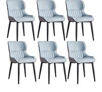 BAKULI Ensemble de 6 Chaises Salle À Manger Cuir PU Chaise Cuisine Étanche avec Pieds Métal Bureau Salon Chambre Maquillage(Blue)