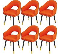BAKULI Ensemble de 6 Chaises Salle Manger, Cuisine Cuir Imperméable avec Pieds Acier Au Carbone, Fauteuils Salon Modernes Dossier Haut Rembourré Et Siège Souple(Orange)