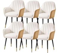 BAKULI Ensemble De 6 Chaises Salle Manger Cuisine Modern Times Coiffeuse Cuir Microfibre Chaise Maquillage Pieds Métal Robustes(B)
