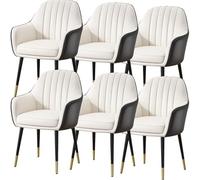 BAKULI Ensemble De 6 Chaises Salle Manger Cuisine Modern Times Coiffeuse Cuir Microfibre Chaise Maquillage Pieds Métal Robustes(C)