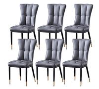 BAKULI Ensemble de 6 Chaises Salle Manger Latérales Rembourrées Cuir PU Mat Salon Modernes avec Pieds Métal Milieu du Siècle(Grey)