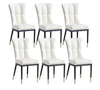 BAKULI Ensemble de 6 Chaises Salle Manger Latérales Rembourrées Cuir PU Mat Salon Modernes avec Pieds Métal Milieu du Siècle(White)