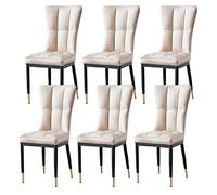 BAKULI Ensemble de 6 Chaises Salle Manger Latérales Rembourrées Cuir PU Mat Salon Modernes avec Pieds Métal Milieu du Siècle(Beige)