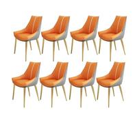 BAKULI Ensemble De 8 Chaises Salle Manger Cuisine Salon Simili Cuir Napa avec Pieds Acier Carbone for(Dark Grey+Orange,Gold Feet)