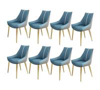BAKULI Ensemble De 8 Chaises Salle Manger Cuisine Salon Simili Cuir Napa avec Pieds Acier Carbone for(Dark Grey+Lake Blue,Gold Feet)