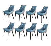BAKULI Ensemble De 8 Chaises Salle Manger Cuisine Salon Simili Cuir Napa avec Pieds Acier Carbone for(Dark Grey+Lake Blue,Black Feet)