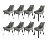 BAKULI Ensemble De 8 Chaises Salle Manger Cuisine Salon Simili Cuir Napa avec Pieds Acier Carbone for(Dark Grey,Black Feet)
