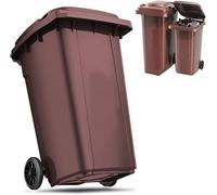 BAKULI Grande Poubelle D'extérieur Commerciale Couvercle Poignée Antidérapante Rouleau Résistant L'usure Terrasse Bord Route(Brown,240L)