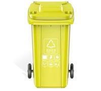 BAKULI Poubelle D'extérieur Roulettes Épaissie Élargie Forte Résistance L'usure Robuste Solide Facile Déplacer Par Simple Poussée Ou Traction(Yellow,100L)