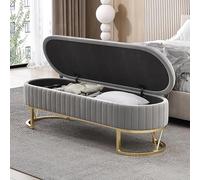 BAKULI Pouf Coffre Long avec Banc Intégré Idéal Ranger Vos Affaires Offrir des Places Assises Supplémentaires Doux Confortable sans Peluches Embellit Votre Intérieur(Grey2,120x45x42cm)