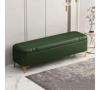 BAKULI Repose-Pieds Cuir Capitonné avec Pieds Métal Doré Pouf Rectangulaire Coussin Chaussures Idéal Au Pied du Lit dans Une Entrée Chambre(Dark Green,80cm)